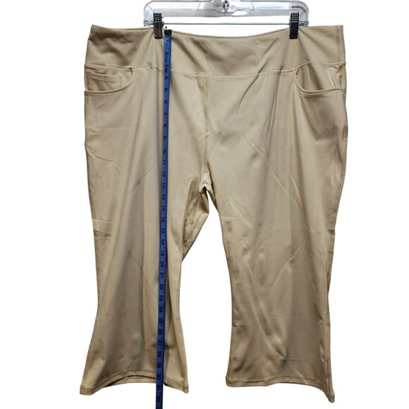 Beige Plus Size Womens Cropped Stretch Pull-On Pants 5XL - Picture 2 of 5